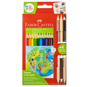 Карандаши цвет. 12цв  Faber-Castell  Дети мира , трехгран., заточен.,+6цв.круг.формы