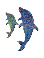 Пазлы фигурные 92 элемента 2шт 168*80мм, 260*120мм "Дельфины"