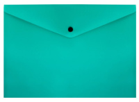 Конверт на кнопке А4 0,15мм однотонный, бирюзовый кнопка черная
