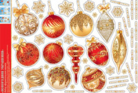 Витражная наклейка 33*49см "Новогодние украшения"