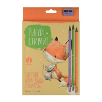 Карандаши цвет. 18цв "Рисуй и стирай" пластиковые с точилкой и ластиком