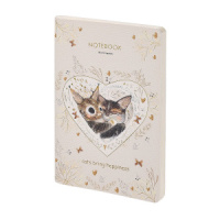Записная книжка А5  60л. кож.зам., мягк.пер. "Котики приносят счастье" лин.