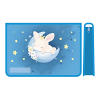 Папка д/труда А4 (325*230*100) 2отд. молния сверху, пластик "Зайка на луне"