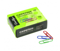 Скрепки 28мм - 70шт. цветные, карт.уп.