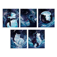 Тетрадь А5  96л кл. Феникс+ "Ночные коты" выб.твин-лак, 5диз.в блоке, бел.100%