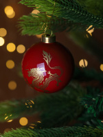 Ёлочный шар  8 см "Огненный дракон" Символ года, стекло