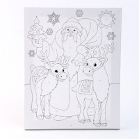 Живопись по номерам с акрилом 20*25см "Дед Мороз с оленями"