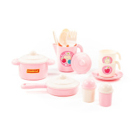 Игровой набор посуды 18 предметов "Настенька" на 2 персоны, розовый