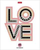 Тетрадь А5 48л кл. Hatber "LOVE" 5 диз.в спайке, мат.лам., 3Dфольга, бел.100%