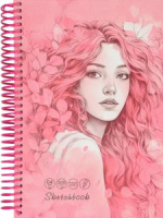 Скетчбук А5  64л., гребень, 100гр/м2 "Розовые мечты - 1" тв.обл.