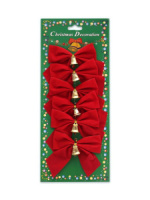 Набор ёлочных бантов  6шт, 8см "С Новым Годом" красный, текстиль