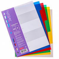 Разделители для тетрадей на кольцах А5  5л. пластик Hatber "Цветовой"