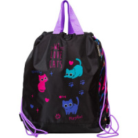 Мешок для обуви 1 отд, 380*430*90 Funny Cats", карман, верев.завязки, ручки