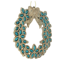 Подвесное украшение 10-22см "Бирюзовый абсент" пластик, 9 дизайнов, золото/бирюзовый