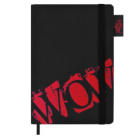 Записная книжка А5  96л., кож.зам., интегр.пер. "Черный с красным"