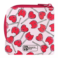 Кошелек для банкнот и монет Феникс+ "Розовые леденцы" 8,5*8,5*1,5см, кожзам., молния