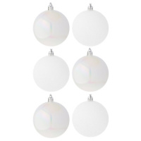 Набор елочных шаров  8 см, 6 шт., белый, пластик