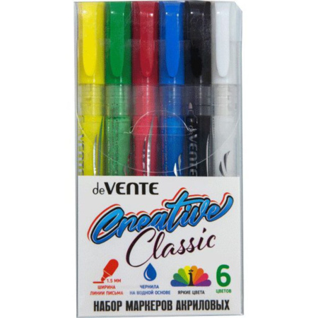 Набор маркеров акриловых   6цв. пулевидн."deVENTE", ширина линии 1,5 мм