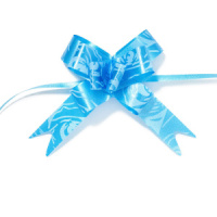 Бант подарочный затягивающийся   4см*10мм, 20см, рисунок ассорти ГОЛУБОЙ 10шт/уп