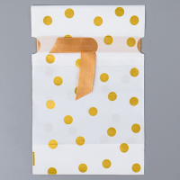 Мешок подар. ПВХ  лентой 15*23см "Горох" золото 50шт/уп