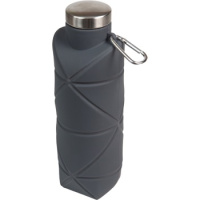Бутылка для воды складная 700мл,  22 x 8 см, силиконовая, с метал.крышкой, чёрная