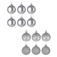 Набор елочных шаров 6 см, 6 шт. 2 дизайна, серебро, формовой пластик