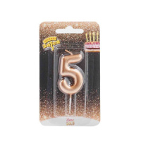 Свеча-цифра Розовое золото "5", 4,5см.