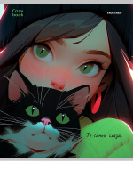 Тетрадь А5  96л кл. Проф-Пресс "Девушки и коты" лен