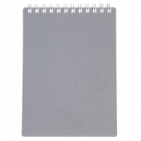Блокнот А6 пласт.обл.  80л "Canvas. Cерый" гребень, кл.