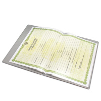 Папка Адресная А4 "Свидетельство" тиснение фольгой, светло-голубая