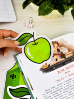 Закладки с липким краем (100*104мм)  1 цв, по 25л. "Яблоко" пластиковые