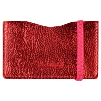 Чехол д/пласт.карт "Наппа красный металлик" 108*65мм, блинт.тиснение, 2 отд., резинка