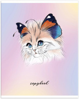 Тетрадь А5 48л кл. Альфа-Тренд "Кошки-бабочки" твин УФ-лак, белизна 100%