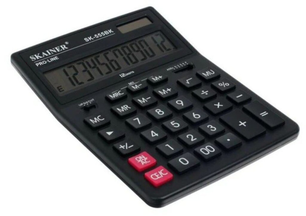 Калькулятор 12 разр. Skainer  настольный двойное питание черный (аналог Casio GR-12 )