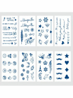 Татуировка-наклейка 11*18см "Синий микс" микс