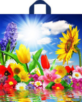 Пакет 42*38см (37мк) с петлевой ручкой "Море цветов" ПНД