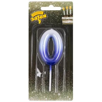 Свеча-цифра "0" Омбре голуб/синий, 6см.