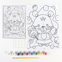 Картина по номерам на картоне 30*20см Малышам "Мишкина радость"