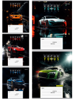 Тетрадь А5 12л косая лин. Проф-Пресс "Цветное авто" 5диз.в сп.,бел.100%