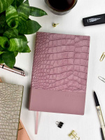 Ежедневник недат. А5 160л., кож.зам., тв.пер. "Кроко Манчестер пепельно-сиреневый" тиснен., ляссе