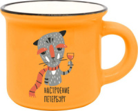 Кружка сувенирная  50мл, Кот. Настроение Петербург, оранжевая
