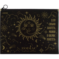 Конверт на молнии 320x240*25мм ПВХ 180мкм, Zodiac, тиснение фольгой, с расширением