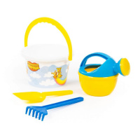 Набор игрушек. Ведро малое "Оранжевая корова", ведро среднее,  лопатка, грабельки, лейка малая №4