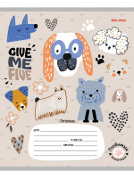 Тетрадь А5 12л лин. Проф-Пресс "Ласковые животные-1" 5диз.в спайке, белизна 100%