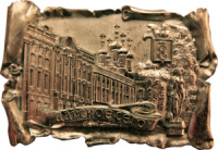 Магнит сувенирный СПБ Царское село.Дворец, металл , медь