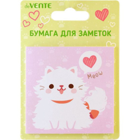 Бумага с липким краем  30л, фигурная White kitty,  ассорти