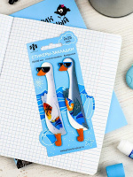 Закладки с липким краем (25*120мм)  2 цв, по 25л. "Гуси" пластиковые