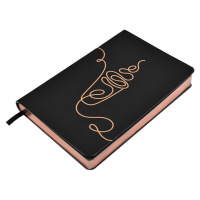 Записная книжка А6 кож.зам., мягк.пер.,  96л. "Софт-тач черный" лин., тисн.фольгой, ляссе