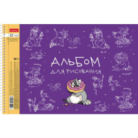 Альбом А4 32л  гребень "Забавные животные"  пл. 100 гр/м, перфорация на отрыв