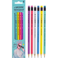 Набор карандашей  6 шт, deVENTE Lady Perfection" HB, с ластиком, пастель